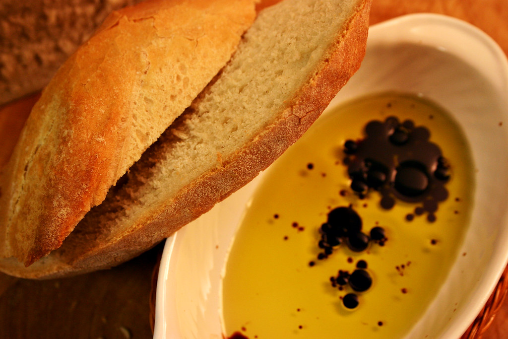 Olive oil and balsamic vinegar with french bread