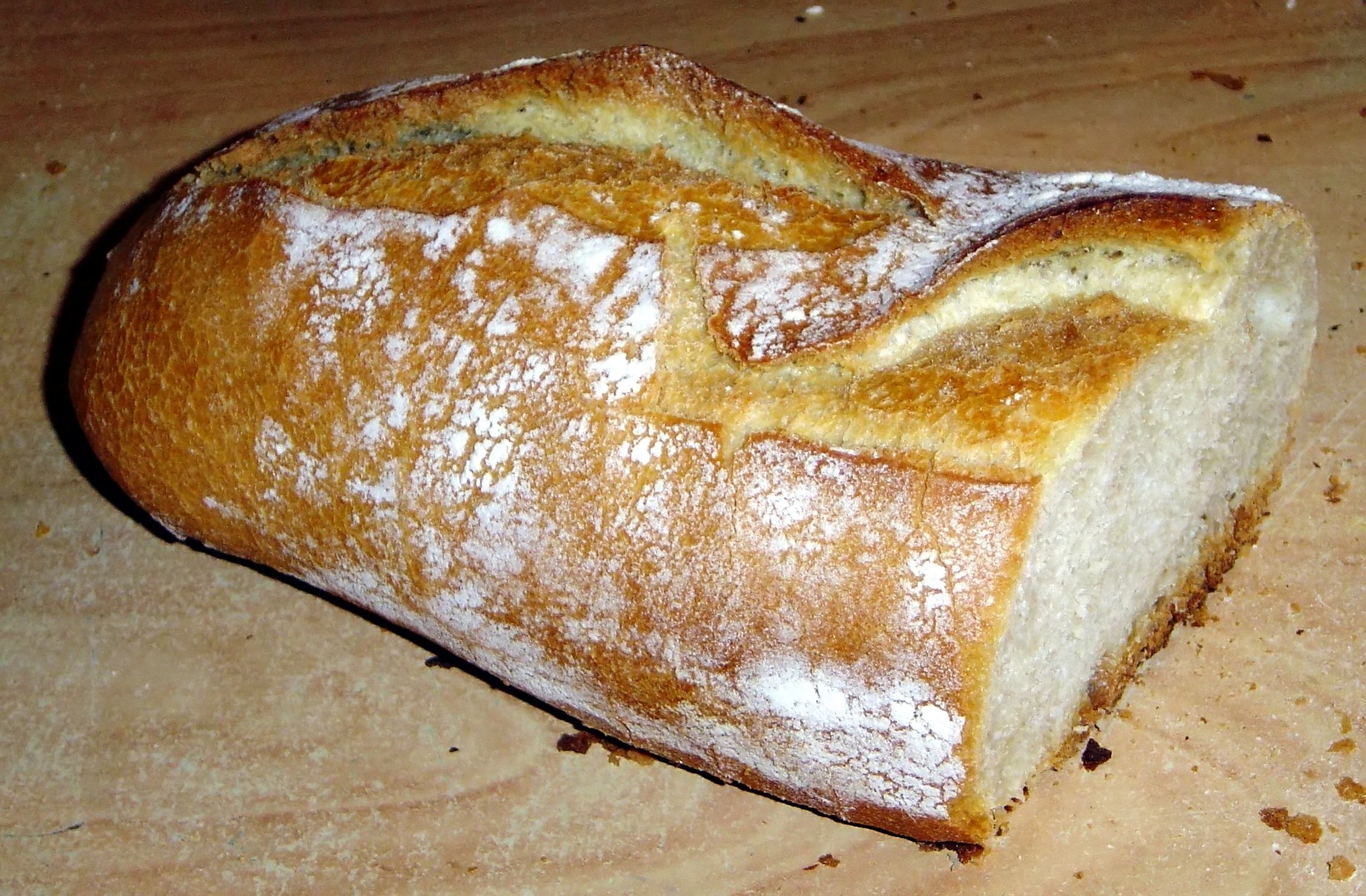 French bread That has had pieces cut off